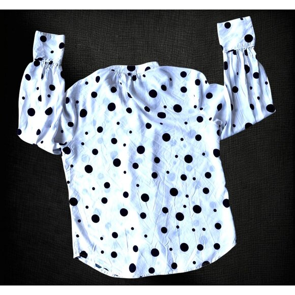 Adriano Goldschmied Shirt Sz S White Black Dots Modal Collared Front Button - Picture 10 of 12
